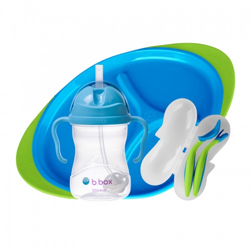 B.box Feeding Set - Sippy Cup, Toddler Cutlery Set, Divided Plate